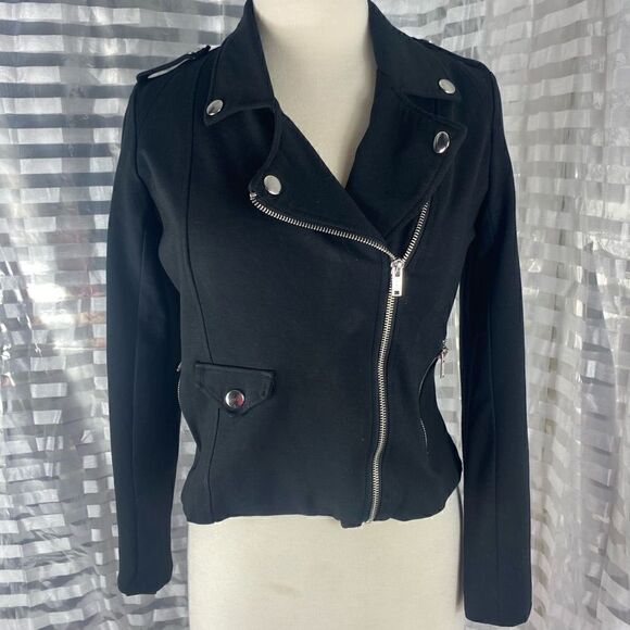Love & Piece Black Zip Up Moto Jacket - Picture 1 of 6